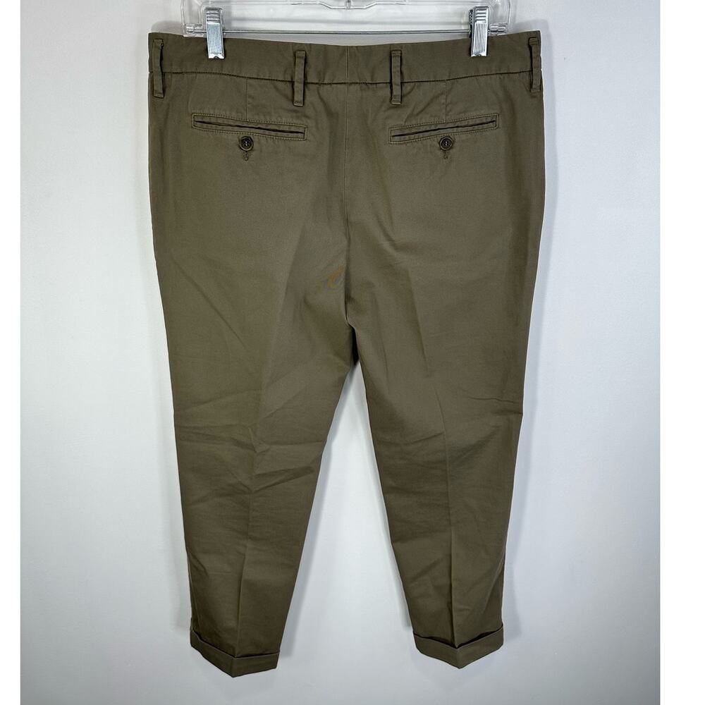 Aspesi Women’s Khaki Trouser Pants Pleated Tan Size 46 - Picture 2 of 11